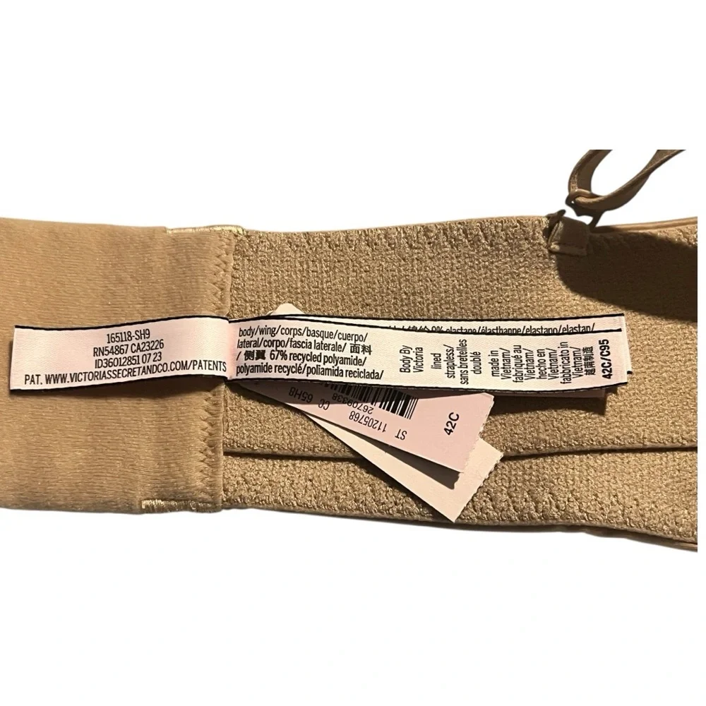 Victoria's Secret Bra Body by Victoria Strapless Lined Underwire Dark Beige - Picture 7 of 11